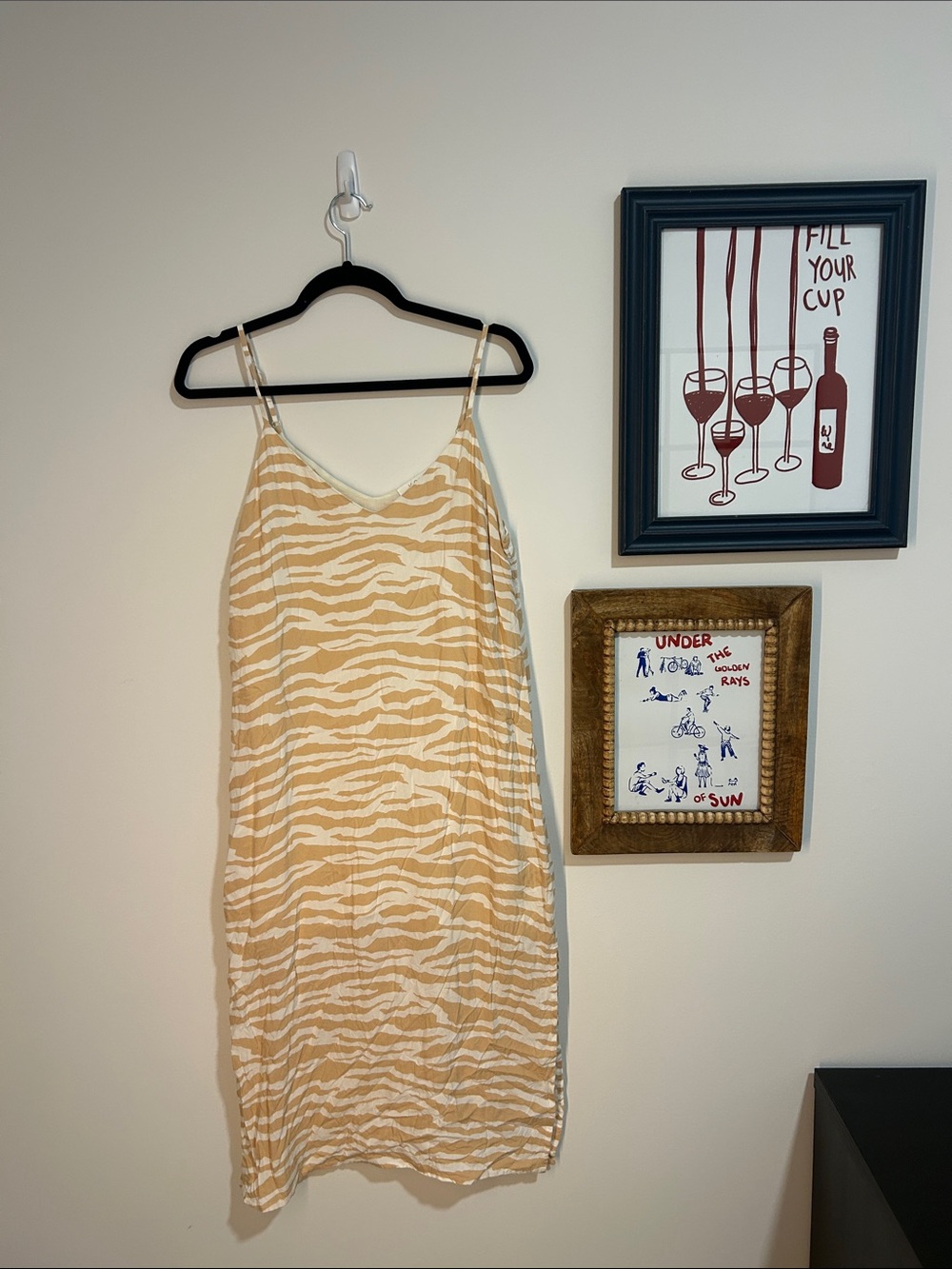 Beige Zebra-Print Slip Dress - Lightweight Summer Dress